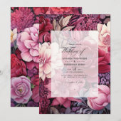 Invitation Mariage floral de Bourgogne et de Blush (Devant / Derrière)