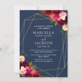 Invitation Mariage floral de Bourgogne et Marine (Devant)