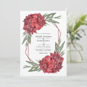 Invitation Mariage floral de Bourgogne géométrique moderne (Debout devant)