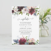 Invitation Mariage floral de Bourgogne, Marine et Blush (Debout devant)