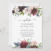 Invitation Mariage floral de Bourgogne, Marine et Blush (Devant)