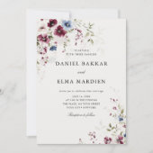 Invitation Mariage floral de Bourgogne moderne (Devant)