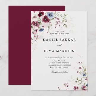 Invitation Mariage floral de Bourgogne moderne