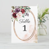 Invitation Mariage floral de Bourgogne Numéro de tableau (Debout devant)