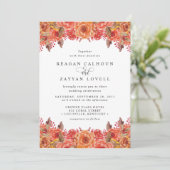 Invitation Mariage floral de Burgundy Terracotta Fall (Debout devant)
