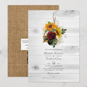 Invitation Mariage Floral de Campagne Automne Rustique Code Q