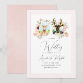 Invitation Mariage Floral de Cerfs Capriceux (Devant / Derrière)