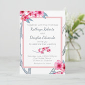 Invitation Mariage floral de cerise en fleurs (Debout devant)