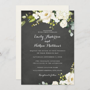 Invitation Mariage floral de Champagne blanc en tableau de bo