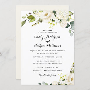 Invitation Mariage floral de Champagne blanc rustique