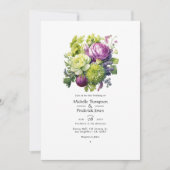 Invitation Mariage floral de chaux et de violet (Devant)