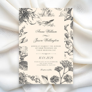 Invitation Mariage floral de chinoiserie botanique vintage