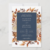 Invitation Mariage floral de chute de marine (Devant)