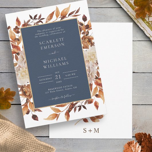 Invitation Mariage floral de chute de marine