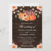 Invitation Mariage Floral de Citrouilles Orange Automne Rusti (Devant)