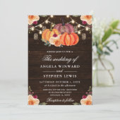 Invitation Mariage Floral de Citrouilles Orange Automne Rusti (Debout devant)