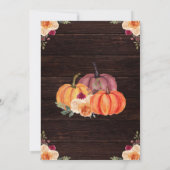 Invitation Mariage Floral de Citrouilles Orange Automne Rusti (Dos)