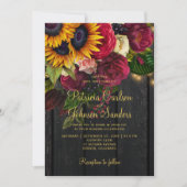 Invitation Mariage floral de code QR en bois de grange de cam (Devant)