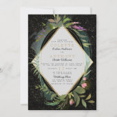 Invitation Mariage floral de confetti rose noir (Devant)