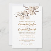 Invitation Mariage floral de coton rustique (Devant)