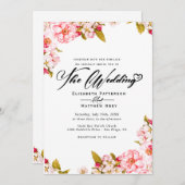 Invitation Mariage floral de couleur d'aquarelle botanique Sa (Devant / Derrière)