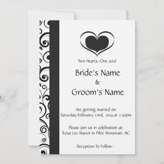 Invitation Mariage floral de deux coeurs (Devant)