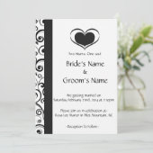 Invitation Mariage floral de deux coeurs (Debout devant)