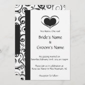 Invitation Mariage floral de deux coeurs (Devant / Derrière)