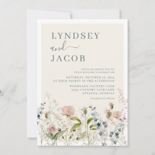 Invitation Mariage Floral de Fleur Sauvage à l'Aquarelle Roma