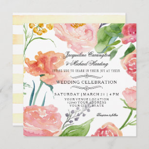 Invitation Mariage floral de fleur sauvage de rose