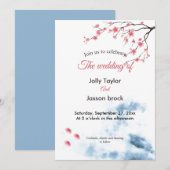 Invitation Mariage floral de fleurs de cerisier d'aquarelle (Devant / Derrière)