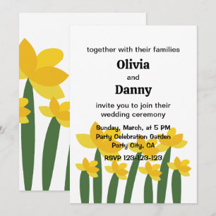 Invitation Mariage floral de fleurs de narcisse jaune d'été