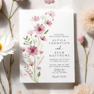 Invitation Mariage Floral de Fleurs Sauvages Teinté de Bourgo