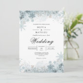 Invitation Mariage floral de flocon d'hiver (Debout devant)