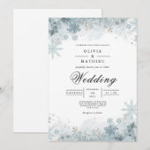 Invitation Mariage floral de flocon d'hiver (Devant / Derrière)