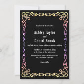 Invitation Mariage Floral De Frame De Neon Noir Et Blanc (Devant)