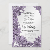 Invitation Mariage floral de Grès pourpre (Devant)