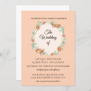 Invitation Mariage floral de guirlande de papillon en bon