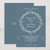 Invitation Mariage floral de guirlande décrit par bleu (Devant / Derrière)
