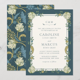 Invitation Mariage Floral de Jardin Art Nouveau Vintage Morri