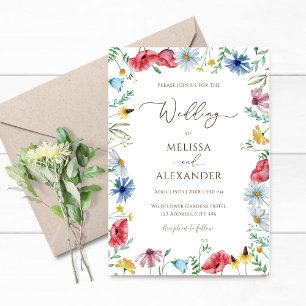 Invitation Mariage floral de jardin bohème fleur sauvage