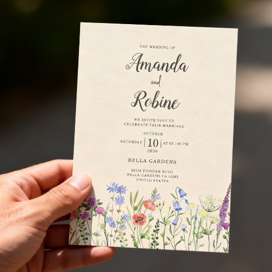 Invitation Mariage Floral de Jardin Champêtre Fleur des Champ