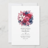 Invitation Mariage floral de la Bourgogne et de la Marine (Devant)