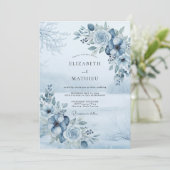Invitation Mariage Floral de la Forêt Bleu Ardoise (Debout devant)