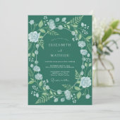 Invitation Mariage Floral de la Forêt de Teal (Debout devant)