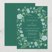 Invitation Mariage Floral de la Forêt de Teal (Devant / Derrière)