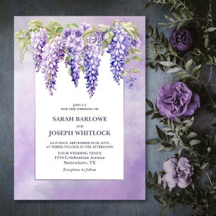 Invitation Mariage floral de la glycine violette