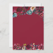 Invitation Mariage floral de la marine de Bourgogne moderne (Dos)