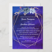 Invitation Mariage floral de la marine géométrique (Devant)