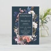 Invitation Mariage floral de la marine romantique (Debout devant)